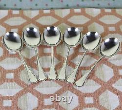 Sterling Silver Soup Spoons Set of 6, Feather Edge-Vintage