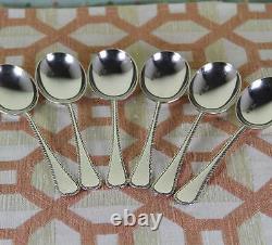 Sterling Silver Soup Spoons Set of 6, Feather Edge-Vintage