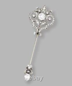 Sterling Silver Vintage Style Lapel Pins 925 White Round Shape Party Jewelry
