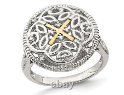 Sterling Silver Vintage X Ring with Diamond Accent