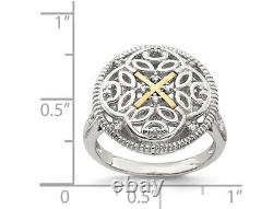 Sterling Silver Vintage X Ring with Diamond Accent
