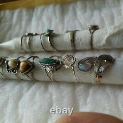 Sterling Silver Vtg Ring Lot Mexico Turquoise Multi Stone No Scrap Native sz4 6
