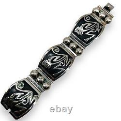 Sterling Silver Woman Bracelet Vintage Mexican Monkey Motif 26 Grams -4275