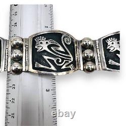 Sterling Silver Woman Bracelet Vintage Mexican Monkey Motif 26 Grams -4275