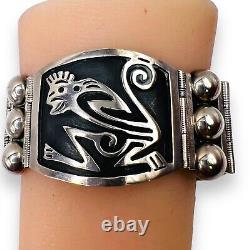 Sterling Silver Woman Bracelet Vintage Mexican Monkey Motif 26 Grams -4275