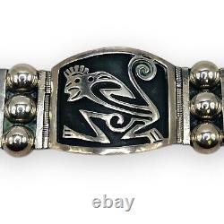 Sterling Silver Woman Bracelet Vintage Mexican Monkey Motif 26 Grams -4275
