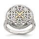 Sterling Silver With 14k Accent Diamond Vintage Ring For Womens 5.17g Size 8