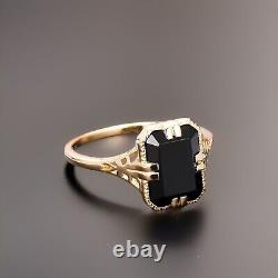 Sterling silver, onyx, black onyx ring, emerald cut, statement ring, vintage ring