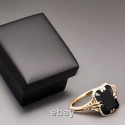 Sterling silver, onyx, black onyx ring, emerald cut, statement ring, vintage ring