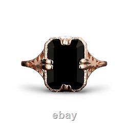 Sterling silver, onyx, black onyx ring, emerald cut, statement ring, vintage ring