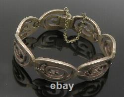 TAXCO 925 Silver Vintage Dark Tone Spiral Hinge Link Chain Bracelet BT5700