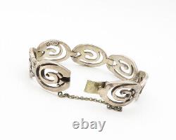 TAXCO 925 Silver Vintage Dark Tone Spiral Hinge Link Chain Bracelet BT5700