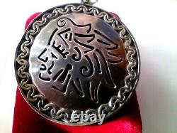 TAXCO MAYAN KING STERLING SILVER PENDANT-BROOCH Vintage SIGNED