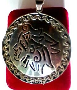 TAXCO MAYAN KING STERLING SILVER PENDANT-BROOCH Vintage SIGNED