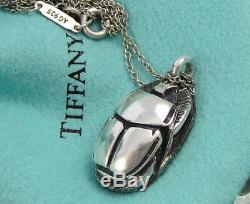 TIFFANY & CO Rare Elegant Vintage SCARAB Heiroglyphics Sterling Silver Necklace