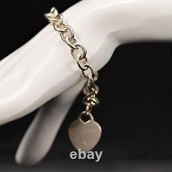 TIFFANY & Co. Original Vintage Signed 925 Sterling Silver Heart Charm Bracelet