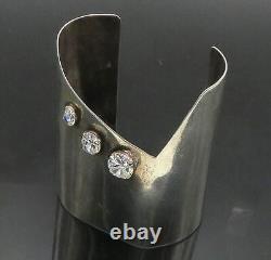 TULLA BOOTH 925 Silver Vintage Artisan Cubic Zirconia Cuff Bracelet BT7420