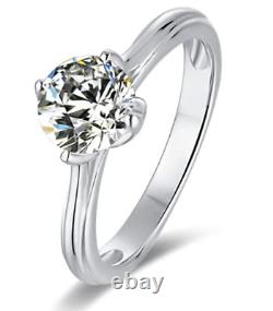 TWOBIRCH PLATINUM PLATED 925 STERLING SILVER 1 CT ROUND Moissanite Solitaire