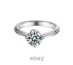 TWOBIRCH PLATINUM PLATED 925 STERLING SILVER 1 CT ROUND Moissanite Solitaire