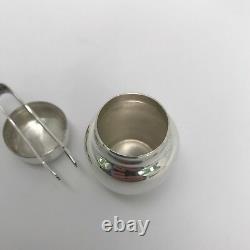 Tiffany & Co. Sterling Silver Sugar Jar / Pill Box With Tongs Vintage