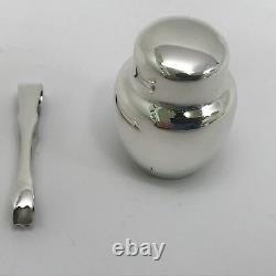 Tiffany & Co. Sterling Silver Sugar Jar / Pill Box With Tongs Vintage