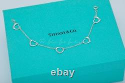 Tiffany & Co. Vintage Elsa Peretti Sterling Silver 5-Open Heart Bracelet 7 Long