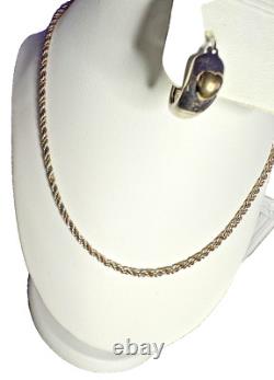 Tiffany & Co Vintage Sterling & 14k Yellow Gold Rope Chain Necklace 18 16g