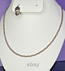Tiffany & Co Vintage Sterling & 14k Yellow Gold Rope Chain Necklace 18 16g