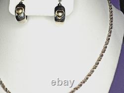 Tiffany & Co Vintage Sterling & 14k Yellow Gold Rope Chain Necklace 18 16g