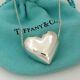 Tiffany & Co Vintage Sterling Silver Slider Puffed Full 3d Heart Chain Necklace