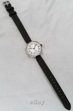 Trench watch Vintage Silver Gents Officers Wristwatch 15J FULL WORK ORDER 1918