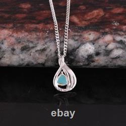 Triangle Turquoise Pendant Silver Curb Chain Boho Necklaces For Girlfriend Gifts