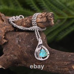 Triangle Turquoise Pendant Silver Curb Chain Boho Necklaces For Girlfriend Gifts