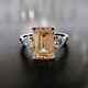 Turkish 925 Sterling Silver Citrine Ring For Her Moissanite Studded Emerald Cut