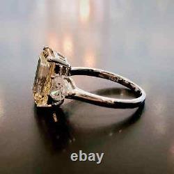 Turkish 925 Sterling Silver Citrine Ring For Her Moissanite Studded Emerald Cut