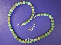 Turquoise beads 6 mm 0.925 Sterling Silver vintage 18 to 20 Necklace