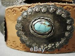 Unforgettable Vintage Navajo Turquoise Sterling Silver Concho Belt Old