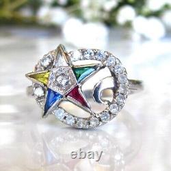 Uniquely Shaped Quartz Ladies Vintage Eastern Star Ring in 925 Sterling Silver