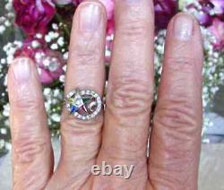 Uniquely Shaped Quartz Ladies Vintage Eastern Star Ring in 925 Sterling Silver
