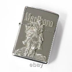 Used Vintage Zippo Sterling Silver Marlboro Cowboy 2004 Japan Limited Super Rare