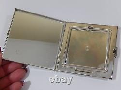 VINTAGE-ANTIQUE SOLID STERLING SILVER ETCHED VOLUPTE LARGE COMPACT EVC 158g