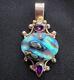 Vintage Amethyst And Paua Shell Abalone Mother Of Pearl Sterling Silver Pendant
