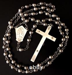 VINTAGE DiROMA ALL SOLID STERLING SILVER ROSARY CRUCIFIX 18 Long 20.52 gm