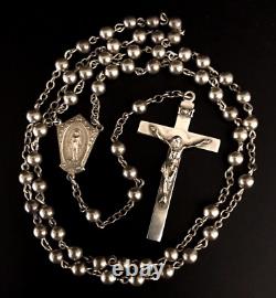 VINTAGE DiROMA ALL SOLID STERLING SILVER ROSARY CRUCIFIX 18 Long 20.52 gm