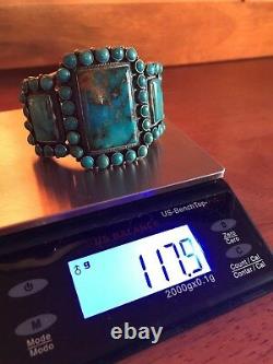 VINTAGE NAVAJO KIRK SMITH BRACELET Turquoise Cluster Sterling Silver