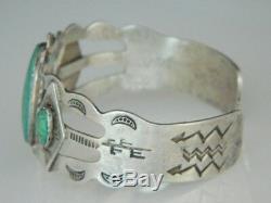 VINTAGE RARE Cerrillos NM Turquoise FRED Harvey NAVAJO Sterling Cuff 1920 Sz5.5