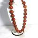 Vintage Red Coral Bead Necklace Fossilized Knotted Sterling Silver Clasp 925 21