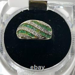 VINTAGE STERLING SILVER925 EMERALD BAGUETTE RING. LAB CREATED high quality, USA