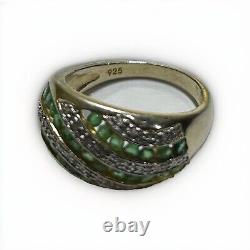 VINTAGE STERLING SILVER925 EMERALD BAGUETTE RING. LAB CREATED high quality, USA