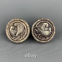 VINTAGE Sterling Silver Engraved Circle Earrings